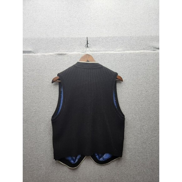 Vintage Norton McNaughton Black & Blue Argyle Knit Button-Up Sweater Vest - Size - Picture 4 of 4